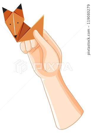 Origami Fox in Hand Illustration 119080279