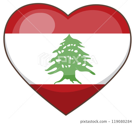 Heart-Shaped Lebanese Flag Illustration 119080284