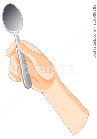 Hand Holding a Silver Spoon 119080288