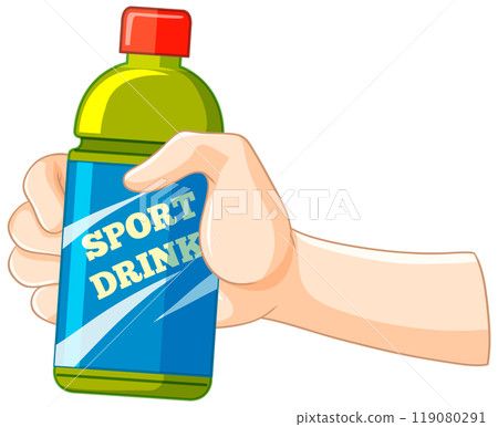 Hand Holding a Sports Drink Bottle 119080291
