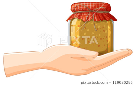 Hand Holding a Jar of Jam 119080295