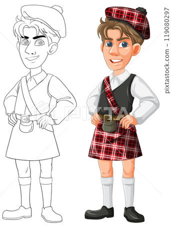 Scottish Character in Traditional Costume 119080297