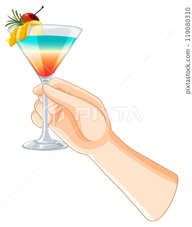 Colorful Cocktail in a Hand 119080310