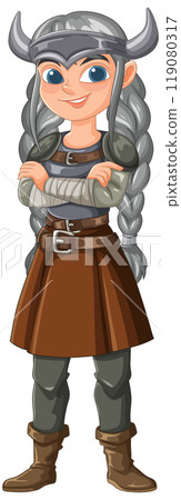 Confident Female Viking Warrior 119080317