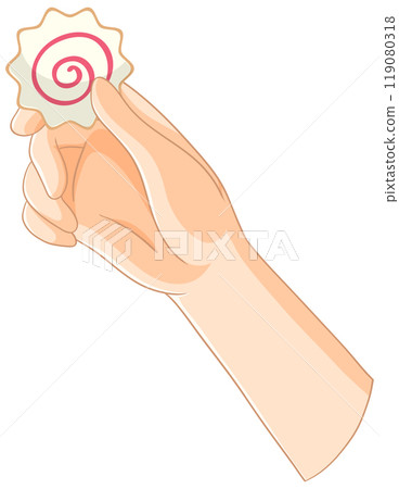 Hand Holding a Spiral Cookie 119080318