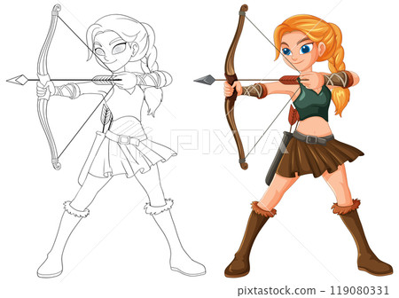 Female Archer in Action Pose 119080331