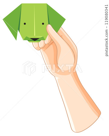 Origami Dog in Hand Illustration Origami Dog in Hand Illustration 119080341
