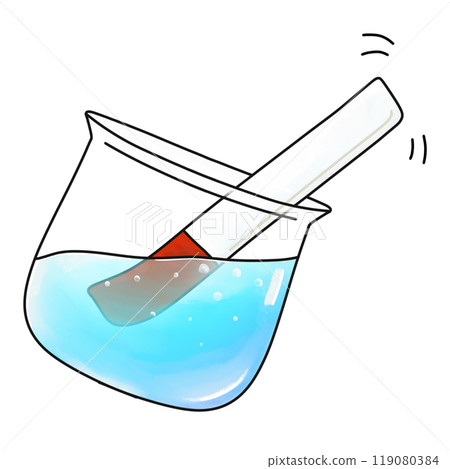 pH testing experiment illustration, scientific lab activity, lab cartoon illustration 119080384