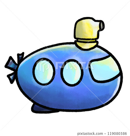 Cartoon blue submarine isolated illustration, doodle drawing and coloring Cartoon blue submarine isolated illustration, doodle drawing and coloring 119080386