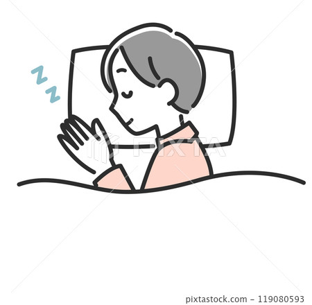 Illustration of a woman sleeping soundly on her side Illustration of a woman sleeping soundly on her side 119080593