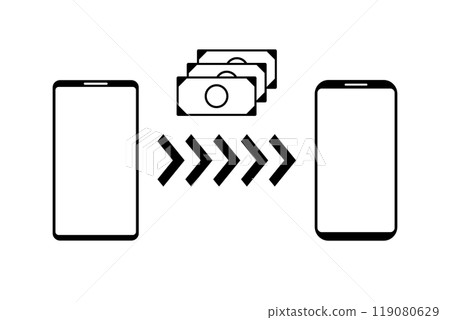 Illustration of transferring money using a smartphone banking app Illustration of transferring money using a smartphone banking app 119080629