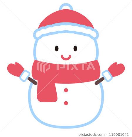 穿著聖誕老人衣服的雪人的插圖 119081041