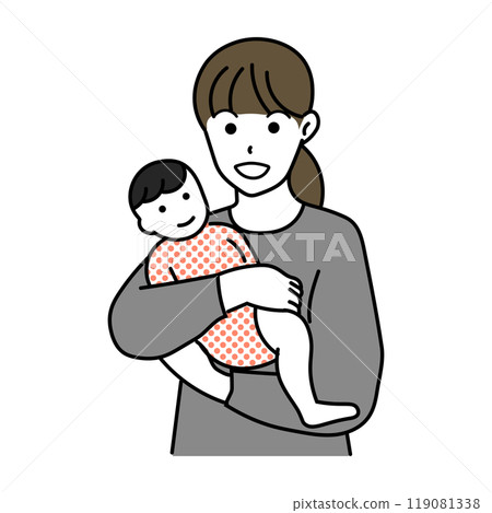 微笑的母親抱著嬰兒的插圖 119081338