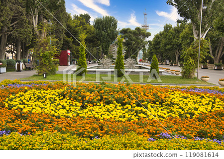 Park scenery in Baku, a modern city on the Caspian Sea coast 119081614