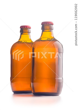 Two bottle beer isolated on white background. Two bottle beer isolated on white background. 119082002