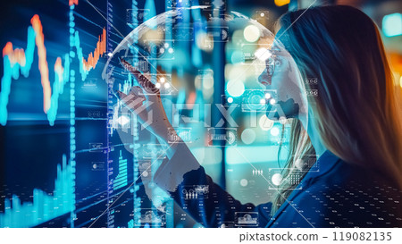 可視化財務數據的全球企業圖像。 可視化財務數據的全球企業圖像。 119082135