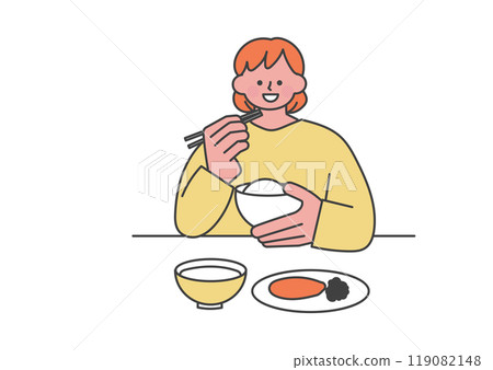 A woman having a meal 119082148
