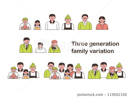 三代家庭插畫集（上半身） 119082180