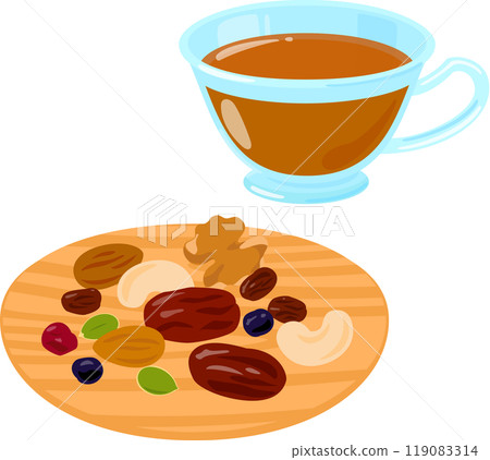 Nuts, dried fruit, tea and snacks 119083314