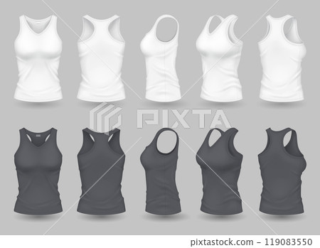 Women tank tops with mockup design realistic illustration set Women tank tops with mockup design realistic illustration set 119083550