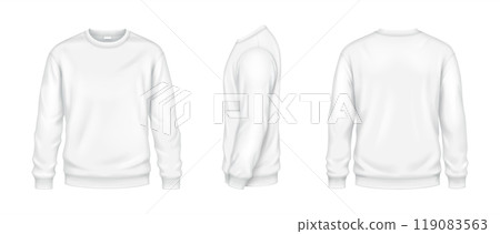 White sportive sweatshirts realistic vector illustrations set White sportive sweatshirts realistic vector illustrations set 119083563