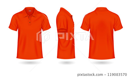 Scarlet polo shirts mockup design realistic illustration set 119083570