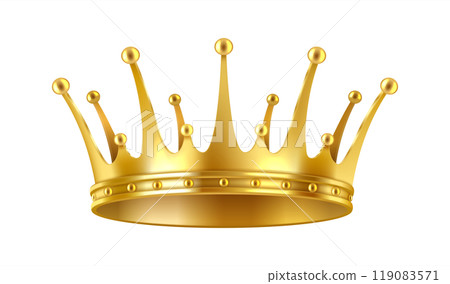Luxurious golden crown with spikes realistic vector illustration 119083571