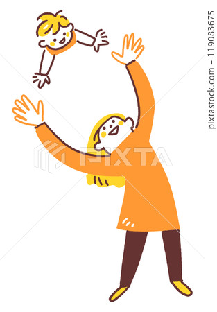 A baby flying in the sky and a mother trying to catch it Trust Stock illustration material A baby flying in the sky and a mother trying to catch it Trust Stock illustration material 119083675
