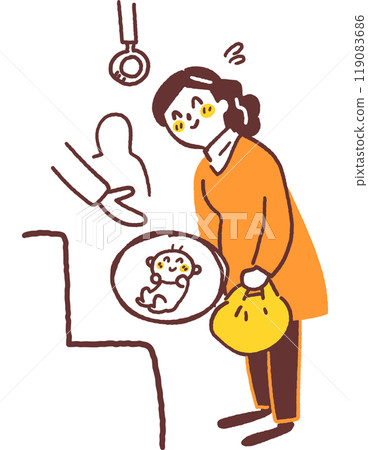 孕婦在火車上被提供座位 庫存插圖素材 119083686