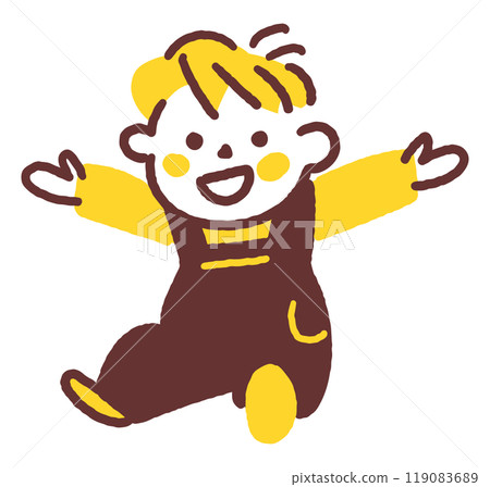 一個小孩坐下來歡呼 庫存插圖素材 一個小孩坐下來歡呼 庫存插圖素材 119083689