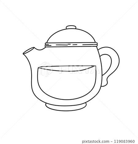 A white tea pot with a handle and a spout A white tea pot with a handle and a spout 119083960