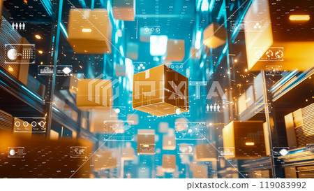 Image of advanced logistics in the future society. Digital logistics concept. Image of advanced logistics in the future society. Digital logistics concept. 119083992