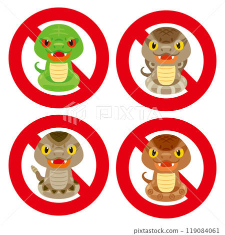 Various snake characters prohibition sign set 2 119084061
