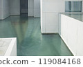 Abstract white minimalistic building with swimming pool inside 119084168
