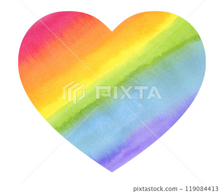 用水彩 LGBT 色彩多樣性繪製的彩虹色心 119084413