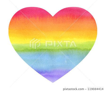 用水彩 LGBT 色彩多樣性繪製的彩虹色心 用水彩 LGBT 色彩多樣性繪製的彩虹色心 119084414