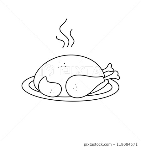 A drawing of a roasted chicken with steam coming out of it A drawing of a roasted chicken with steam coming out of it 119084571