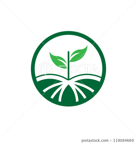 Sprout leaf icon logo design template isolated illustration 119084669