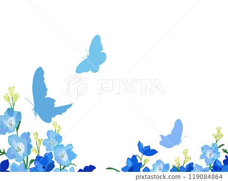 Delphinium and blue butterfly 119084864