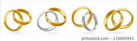 White and yellow gold wedding couple jewelry rings 119084943