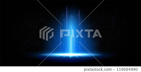 Blue tech magic game portal with light effect. 119084990