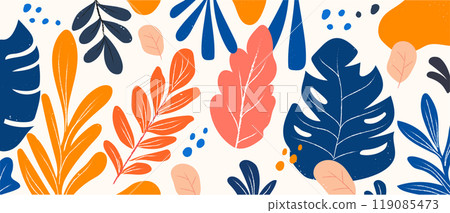 abstract Botanical Leaf in flat minimal vector illustration 119085473