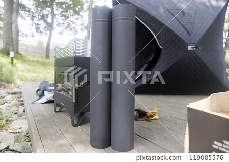 Image of tent sauna setup Image of tent sauna setup 119085576