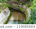 Nesube River, near Ishibiya Bridge, a concrete-banked river running through the city, Tomigusuku City, Okinawa Prefecture 119085664