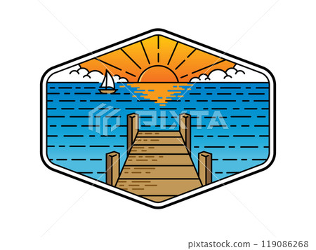 natural scenery in the frame line art illustration 119086268
