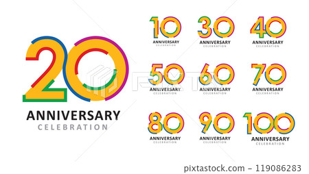 Set of anniversary design color line number Set of anniversary design color line number 119086283