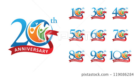 Set of anniversary design fisherman number 119086284
