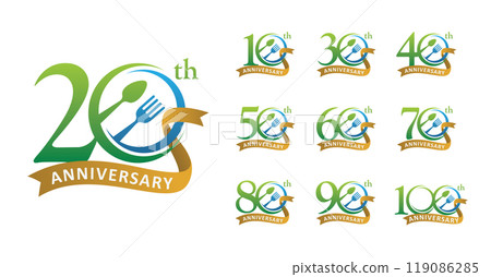 Set of anniversary design food number Set of anniversary design food number 119086285