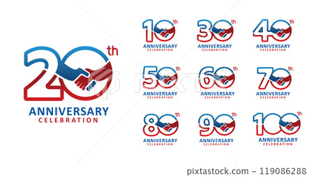Set of anniversary design handshake number 119086288