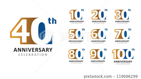 Set of anniversary design modern square number Set of anniversary design modern square number 119086299